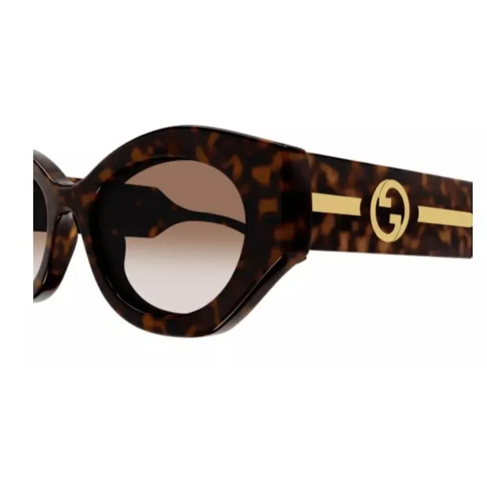 NWT Gucci GG1553S-002 Havana Crystal 52mm Sunglasses